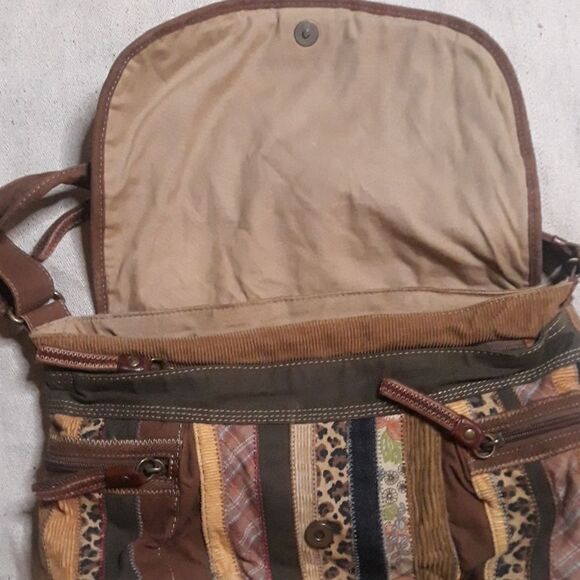 Fossil patchwork fabric vegan bag shoulder - Picture 4 of 6